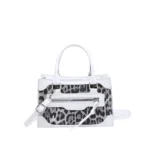 Petit sac à main bandoulière léopard femme blanc en cuir