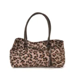 Sac à main léopard femme café en cuir et polyester