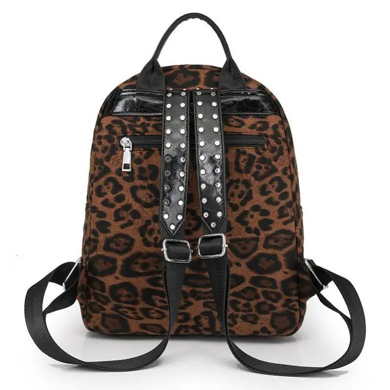 Sac à dos léopard unisexe marron – capacité inférieure à 20 litres, avec bretelles ergonomiques – Image 3