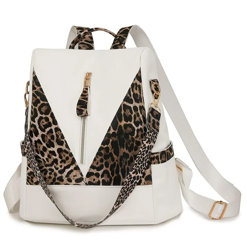 Sac a Dos Léopard Femme Chic Blanc – Image 2