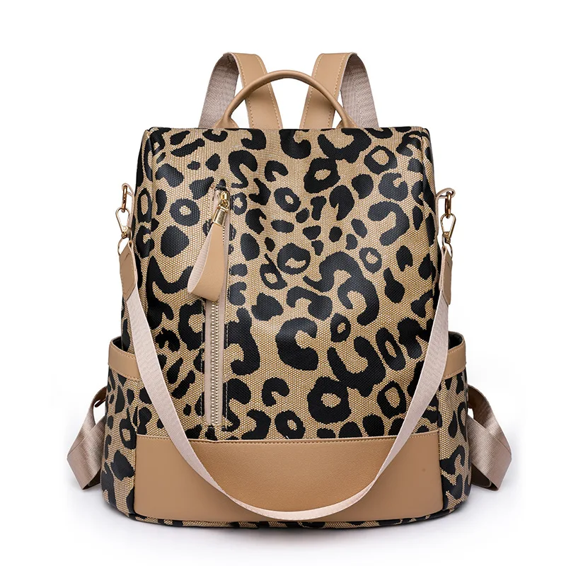 sac a dos chic léopard marron clair