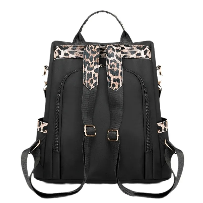 Sac à dos léopard femme noir en polyester – Image 4