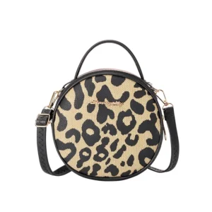 Petit sac à main bandoulière léopard femme noir – format à rabat