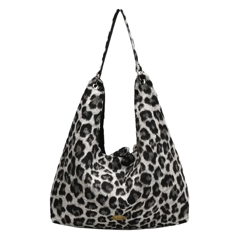 Sac cabas léopard femme noir en nylon et polyester