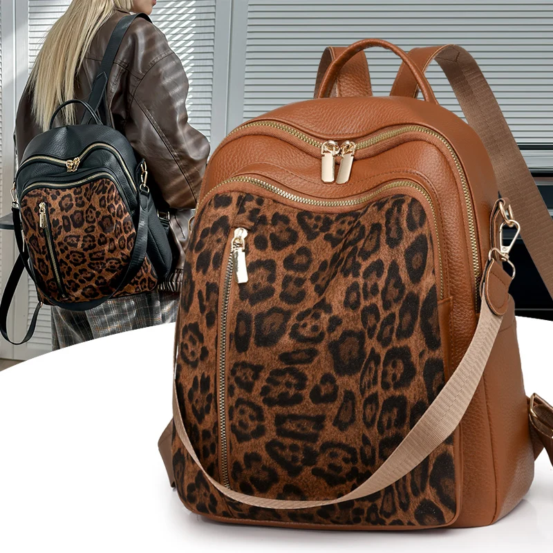 Sac a Dos Léopard Femme Chic Marron – Image 2