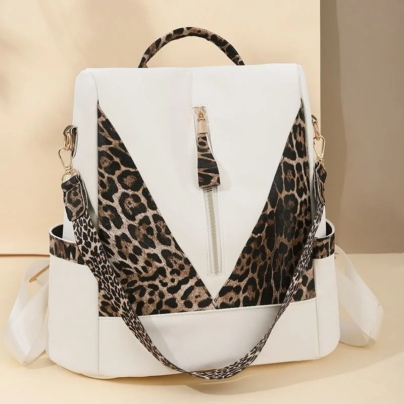 Sac a Dos Léopard Femme Chic Blanc