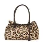 Sac à main bandoulière léopard femme rose en cuir et polyester