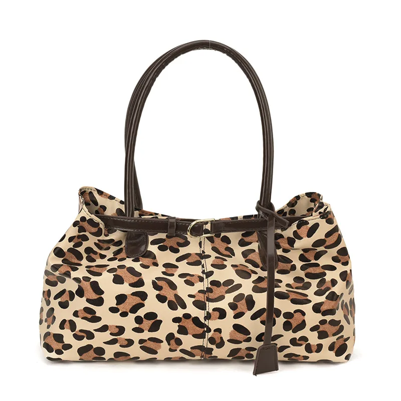 Sac à main bandoulière léopard femme rose en cuir et polyester