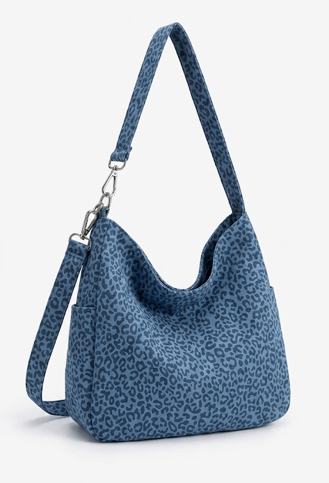 Sac bandoulière léopard unisexe bleu en polyester
