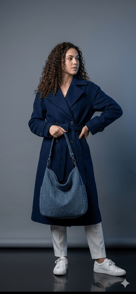 Sac bandoulière léopard unisexe bleu en polyester – Image 2