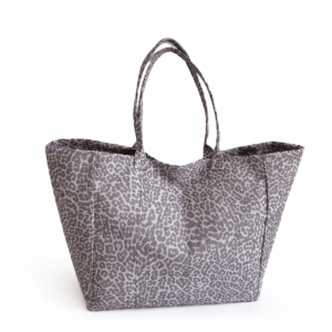 Sac cabas léopard femme violet en toile polyester – avec poche intérieure pour téléphone