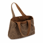 Sac cabas léopard femme marron en toile polyester – avec poche intérieure pour téléphone