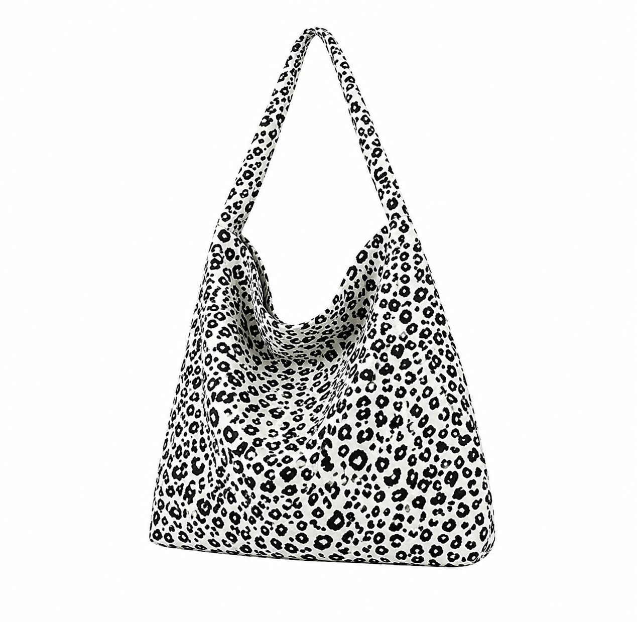 Sac cabas léopard femme blanc en toile polyester – avec poche intérieure pour téléphone