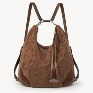 Sac à dos léopard femme marron – avec bretelles ergonomiques, avec poche intérieure zippée
