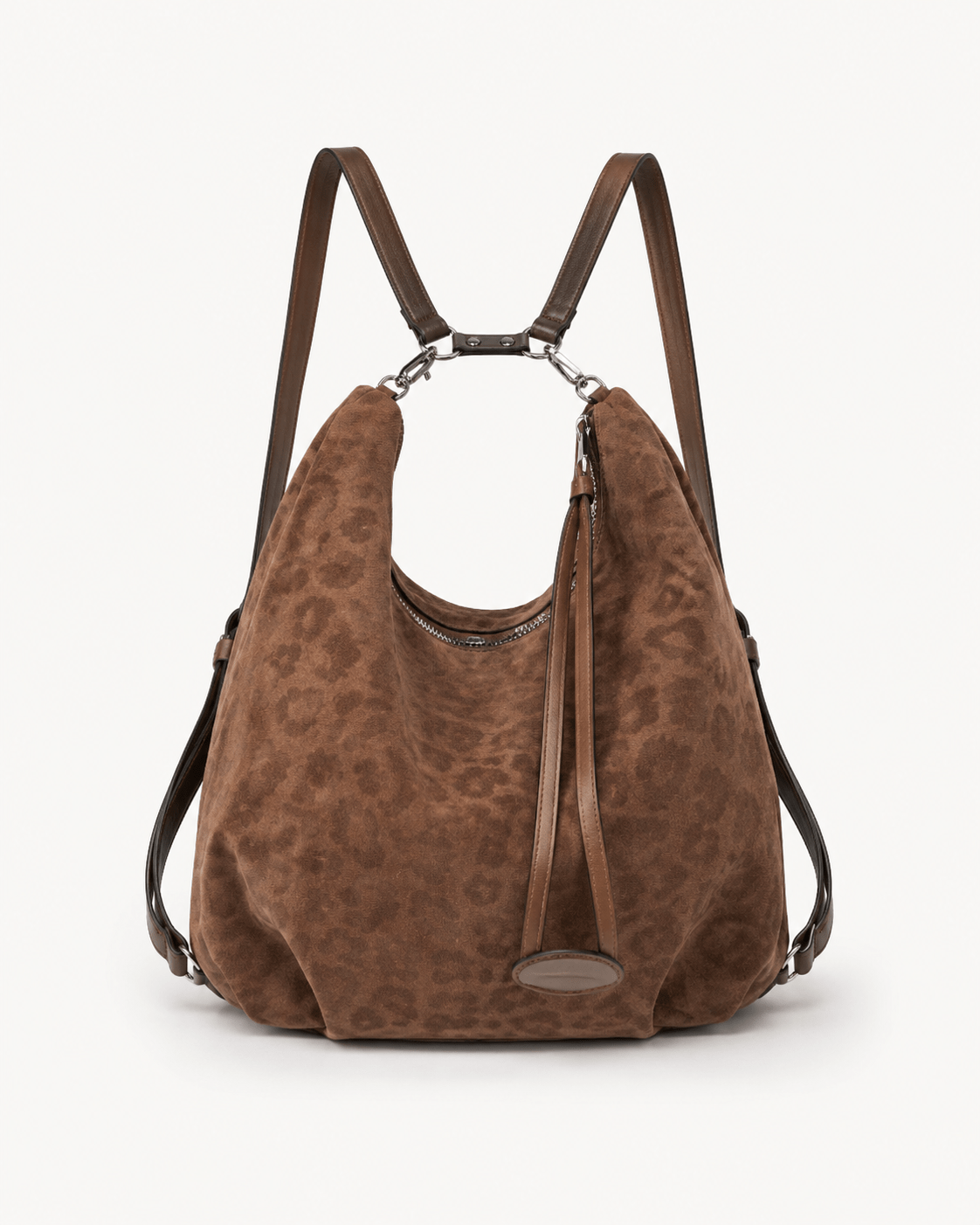 Sac à dos léopard femme marron – avec bretelles ergonomiques, avec poche intérieure zippée