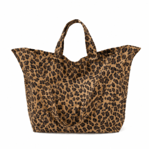 Sac cabas léopard femme marron en toile polyester – avec poche intérieure pour téléphone