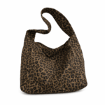 Sac cabas léopard femme marron en toile polyester – avec poche intérieure pour téléphone