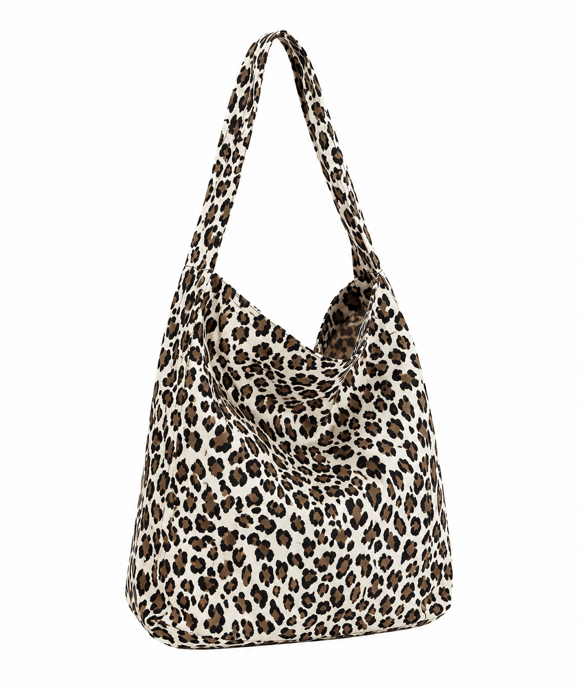 Sac cabas léopard femme blanc en toile polyester – avec poche intérieure pour téléphone
