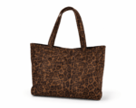 Sac cabas léopard femme marron en toile polyester – avec poche intérieure pour téléphone