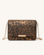 Sac à main bandoulière léopard femme marron foncé en polyester