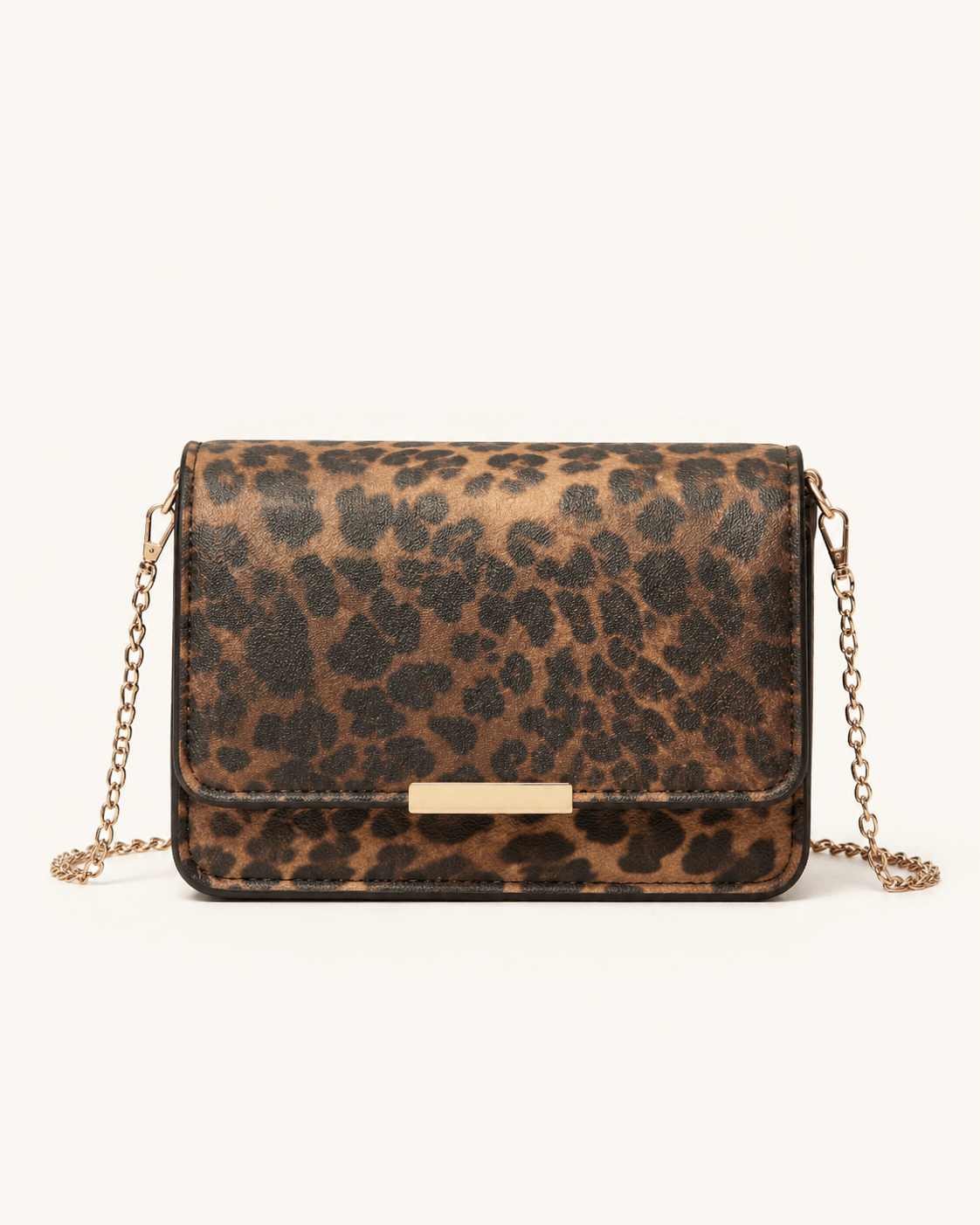Sac à main bandoulière léopard femme marron foncé en polyester