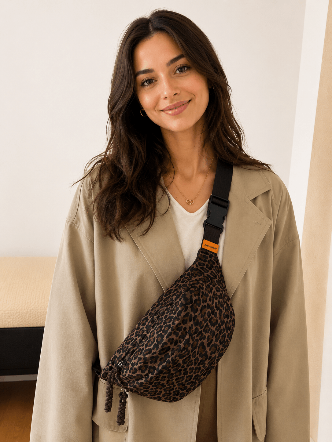 Sac banane léopard unisexe café en polyester – Image 2