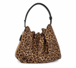 Sac bandoulière léopard femme marron en polyester – avec poche intérieure zippée, forme souple
