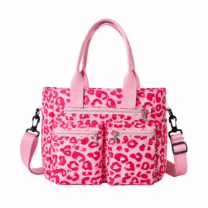 Sac de sport léopard unisexe rose – fermeture zippée