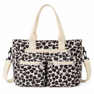 Sac de sport léopard unisexe blanc – fermeture zippée