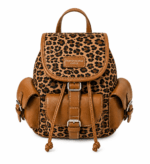 Sac à dos léopard femme marron clair – fermeture zippée