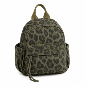 Petit sac à dos léopard femme kaki en toile polyester – capacité inférieure à 20 litres, imperméable