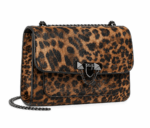 Sac à main bandoulière léopard femme marron en polyester – fermeture à cordon