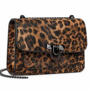 Sac à main bandoulière léopard femme marron en polyester – fermeture à cordon