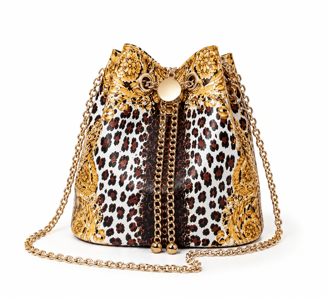 Sac bandoulière léopard femme marron en polyester