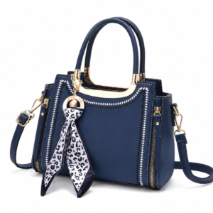Sac à main bandoulière léopard femme bleu en polyester – dimensions 18 cm × 25 cm, fermeture zippée