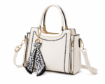 Sac à main bandoulière léopard femme blanc en polyester – dimensions 18 cm × 25 cm, fermeture zippée