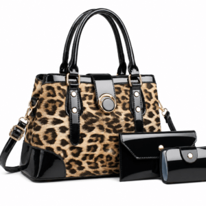 Sac à main bandoulière léopard femme marron clair en polyester – forme souple