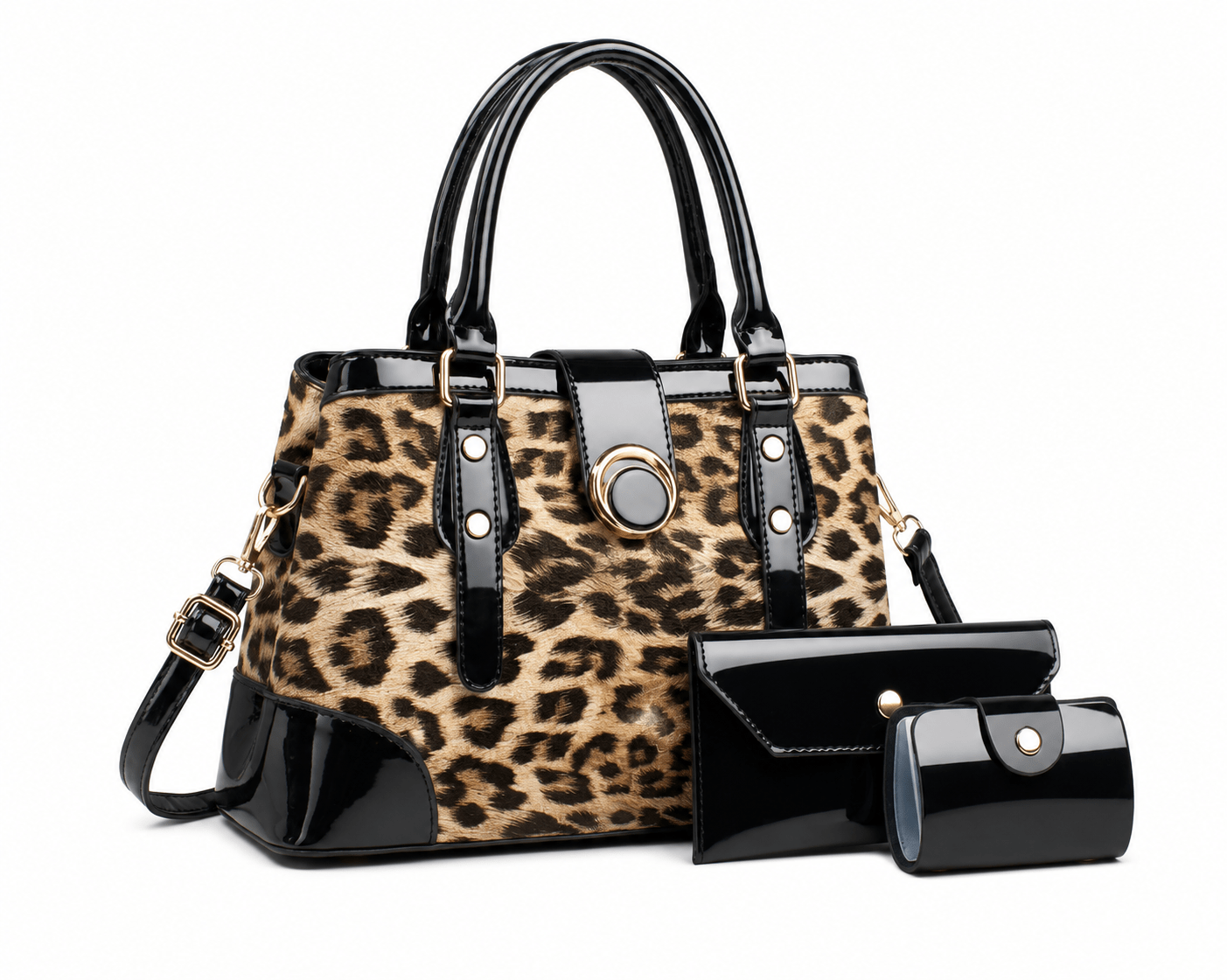 Sac à main bandoulière léopard femme marron clair en polyester – forme souple
