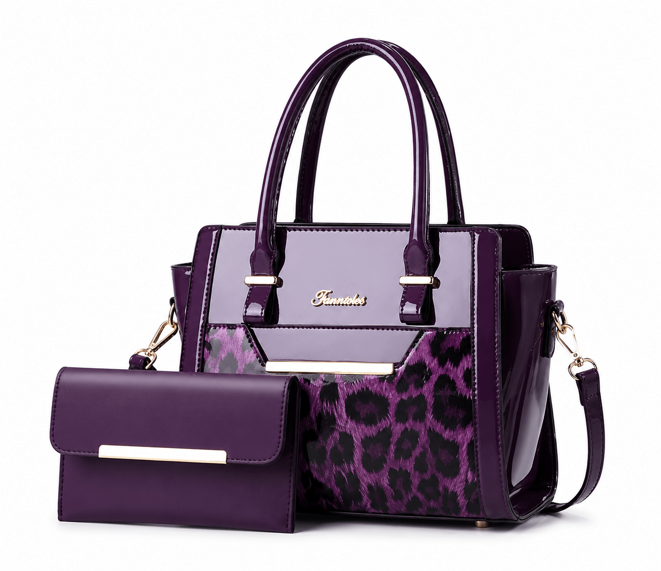 Sac à main bandoulière léopard femme violet en polyester – fermeture zippée