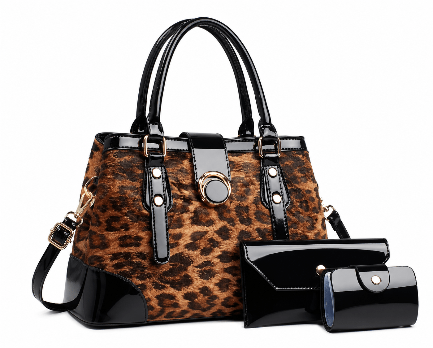 Sac à main bandoulière léopard femme marron en polyester – dimensions 18 cm × 25 cm, fermeture zippée