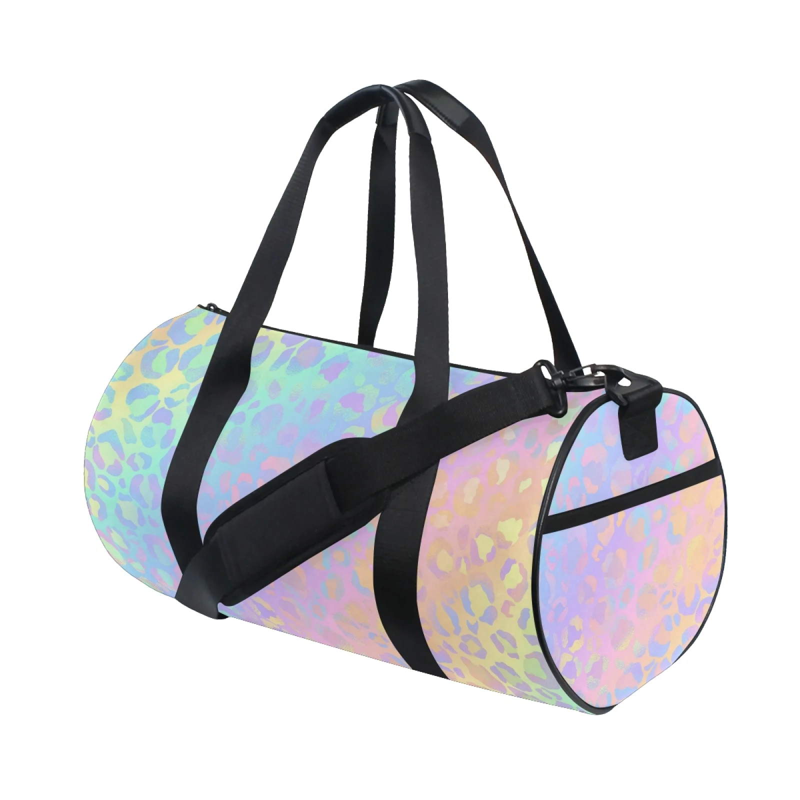 Sac de sport léopard unisexe blanc en polyester – Image 3