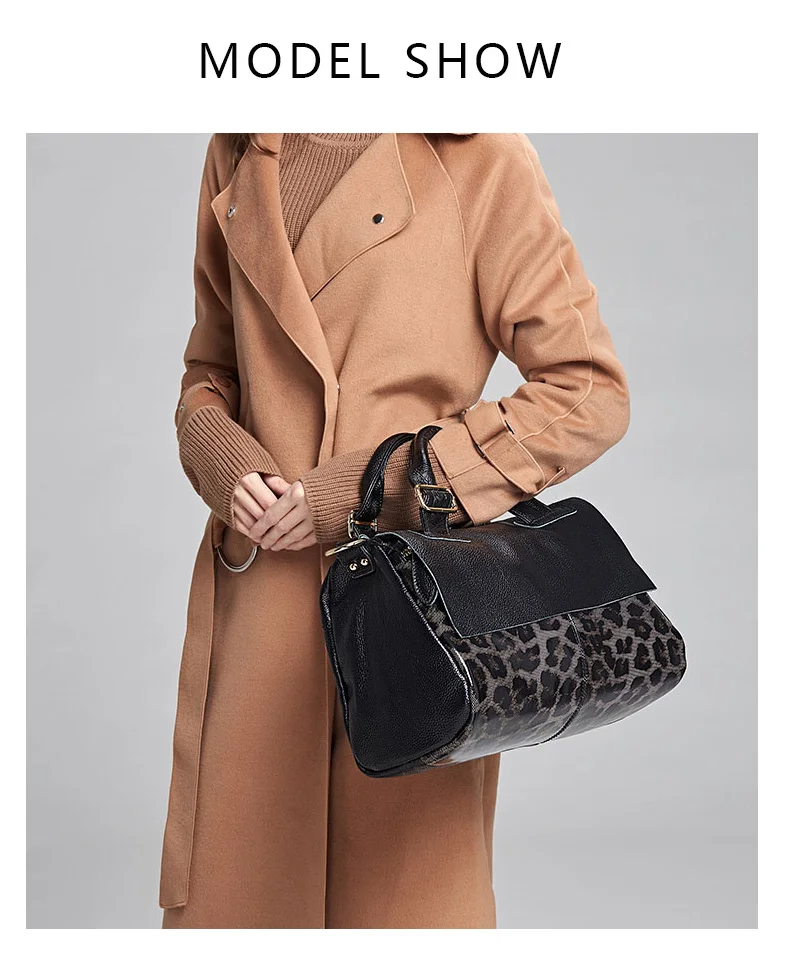Sac à main bandoulière léopard femme noir – fermeture zippée – Image 2