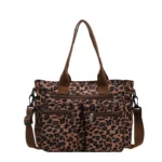 Sac de sport léopard unisexe marron – fermeture zippée