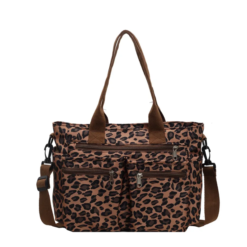 Sac de sport léopard unisexe marron – fermeture zippée
