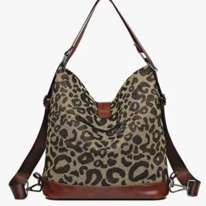 Sac à dos léopard femme marron