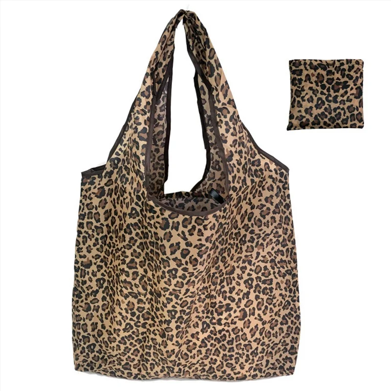 Sac cabas léopard femme marron en nylon et polyester