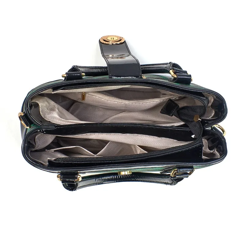 Sac à main bandoulière léopard femme vert en polyester – dimensions 18 cm × 25 cm, fermeture zippée – Image 3