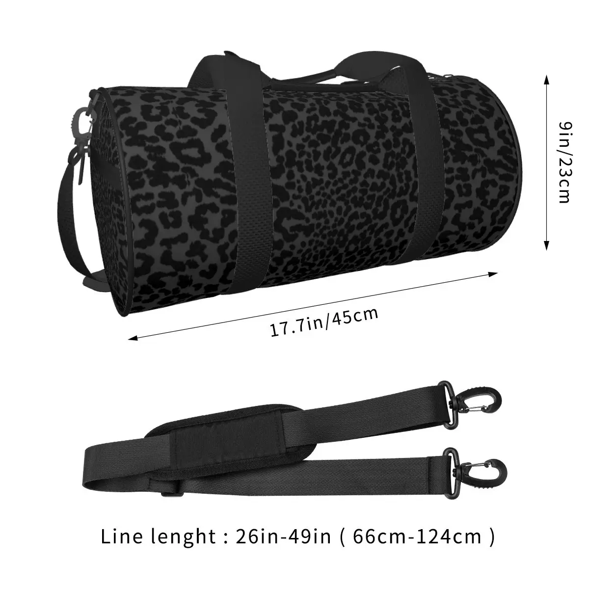 Sac de sport léopard unisexe noir en polyester – Image 2