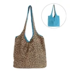Sac cabas léopard femme marron en toile polyester – avec poche intérieure pour téléphone