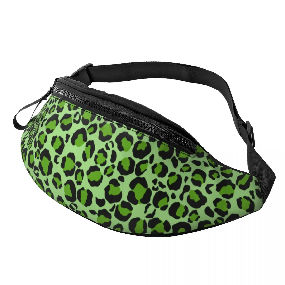 Sac banane léopard unisexe vert en polyester